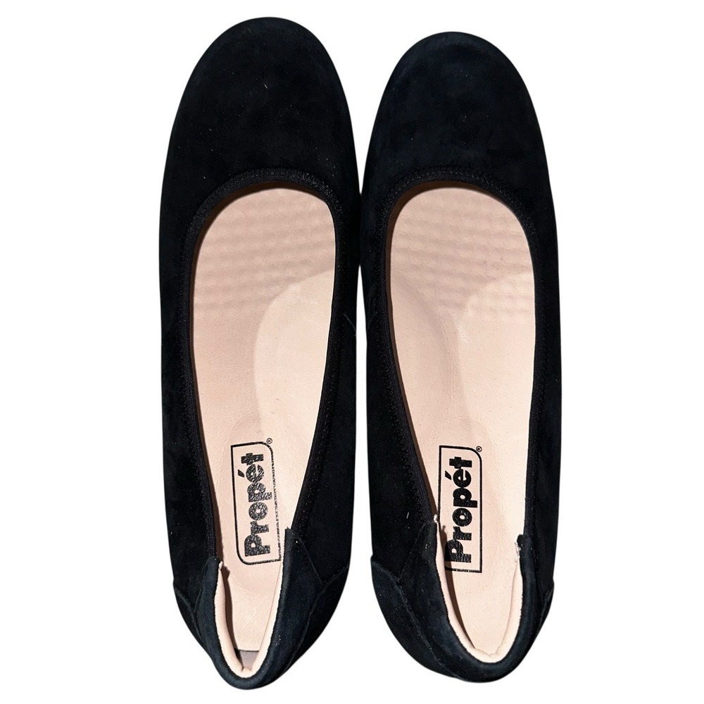 Propet Womens 11M Black Suede Comfort‎ Walking Work Flats NWOB